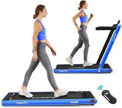 2-in-1 Folding Treadmill with Bluetooth Speaker LED Display