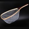 Kylebooker Fly Fishing Landing Net Wooden Frame Trout Fishing Net Soft Rubber Mesh for Catch and Release